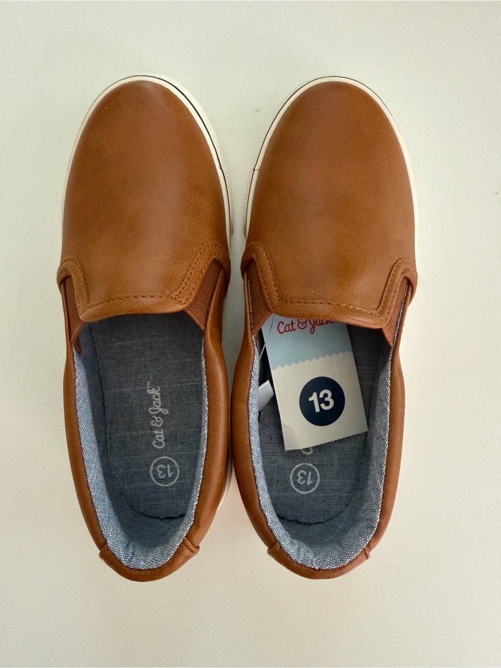 NWT Boys Cat & Jack Brown Slip-On Kids Sneakers
